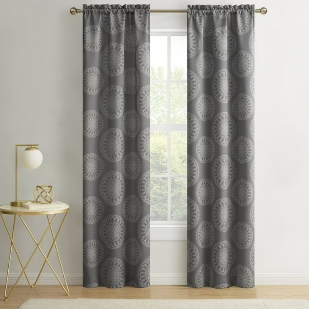 Mainstays 4 PANELS Gray Patterned Curtains